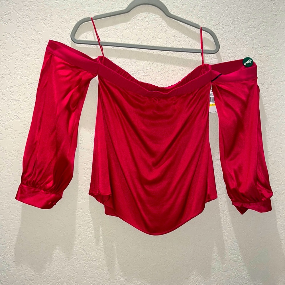 NWT 1. State Cranberry Red cold shoulder blouse Size M